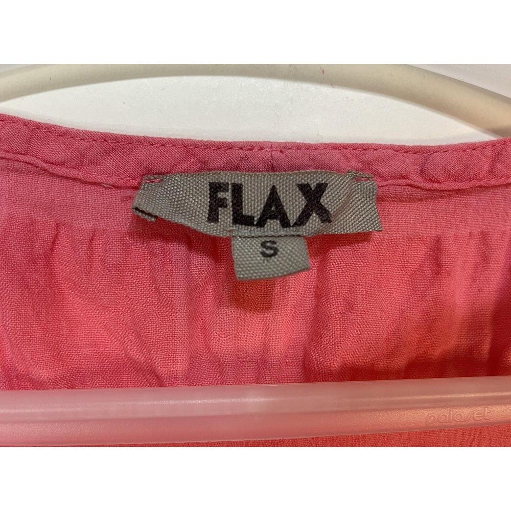 Flax Feather Tee Sz Small Watermelon Linen Cotton Blend Lagenlook Short Sleeve - Picture 4 of 10